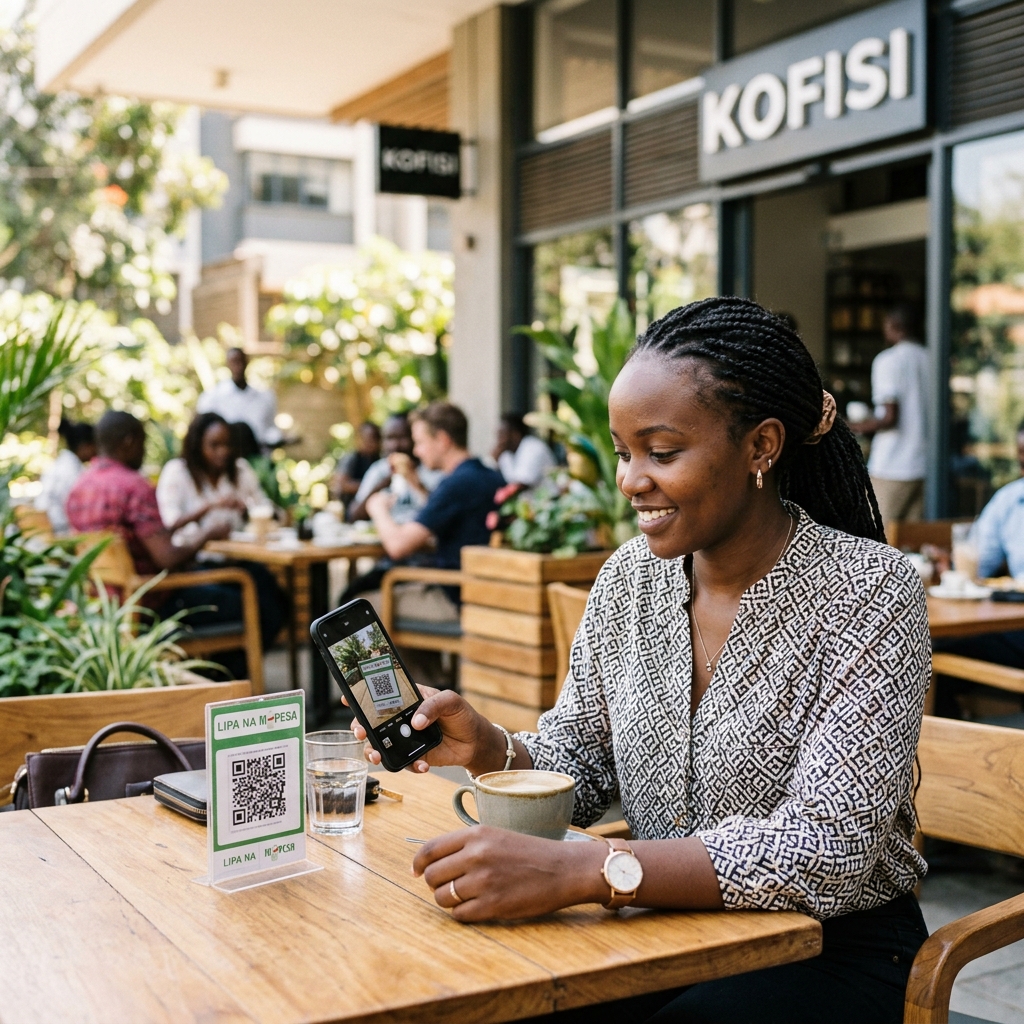 Client scannant un QR code pour un paiement numérique